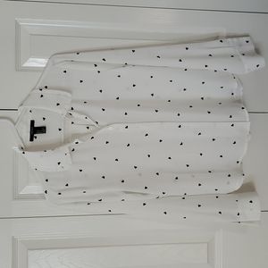Forever 21 white sheer blouse / top with little black hearts size small